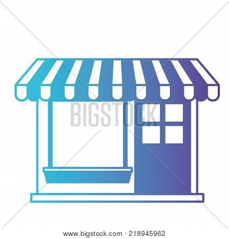 house facade of one floor in degraded blue to purple color contour vector illustration