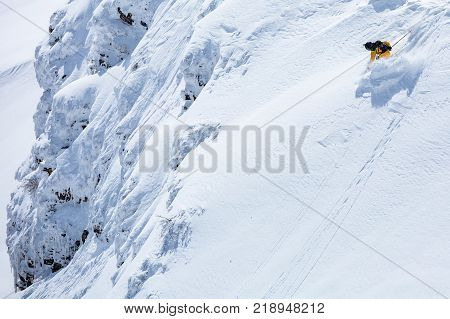 Skier Standing On Top, Snow.