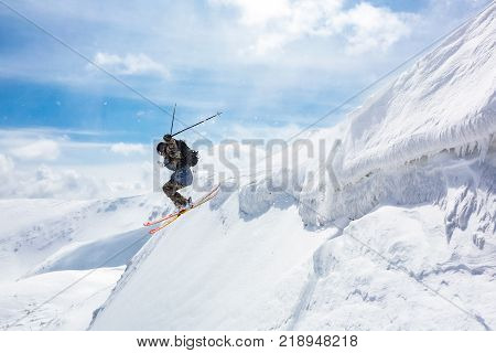 Skier Standing On Top, Snow.