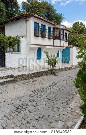 XANTHI, GREECE - SEPTEMBER 23, 2017: Street and old houses in old town of Xanthi, East Macedonia and Thrace, Greece