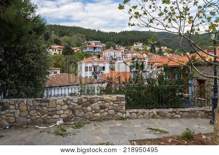 XANTHI, GREECE - SEPTEMBER 23, 2017: Street and old houses in old town of Xanthi, East Macedonia and Thrace, Greece