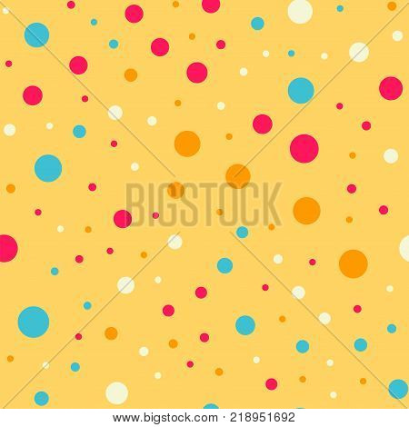 Colorful Polka Dots Seamless Pattern On White 3 Background. Ravishing Classic Colorful Polka Dots Te