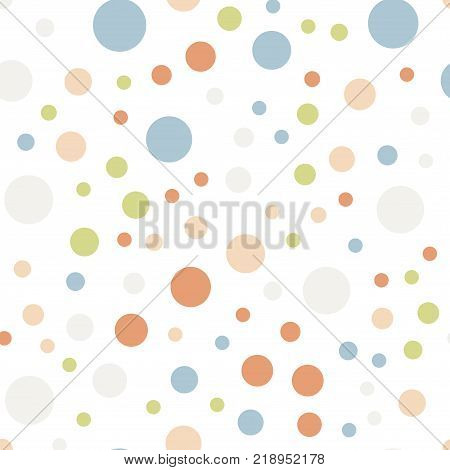 Colorful Polka Dots Seamless Pattern On White 3 Background. Ravishing Classic Colorful Polka Dots Te