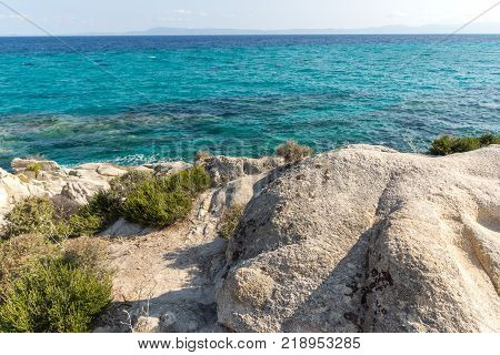 Seascape of Orange Beach Kavourotripes at Sithonia peninsula, Chalkidiki, Central Macedonia, Greece