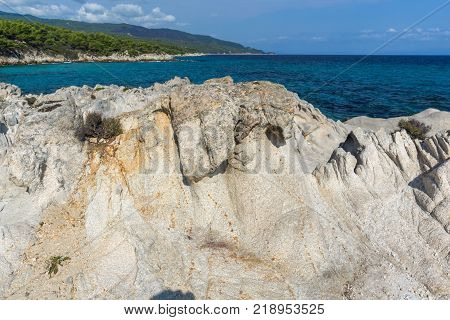 Seascape of Orange Beach Kavourotripes at Sithonia peninsula, Chalkidiki, Central Macedonia, Greece