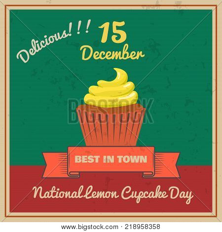 National Lemon Cupcake Day Retor Poster Vector Illustration