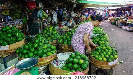 Vendors At Local Market In South Of Vietnam