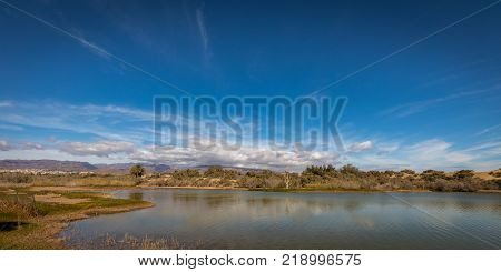 La Charca, bird observation place in Maspalomas Dunes Nature Reserve in Maspalomas in Gran Canaria, Spain. Great place for bird observations.