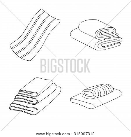 Vector Illustration Of Fabric And Hygiene Symbol. Set Of Fabric And Bathroom Vector Icon For Stock.