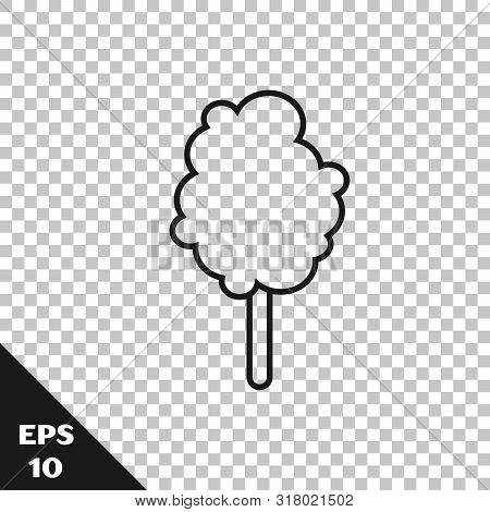 Black Line Cotton Candy Icon Isolated On Transparent Background. Vector Illustration