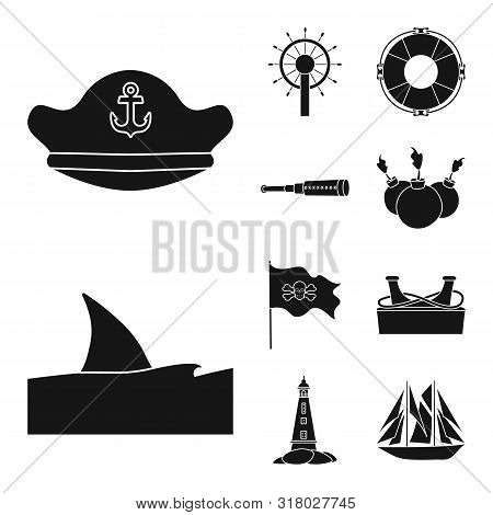 Vector Illustration Of Journey And Seafaring Sign. Collection Of Journey And Adventure Vector Icon F