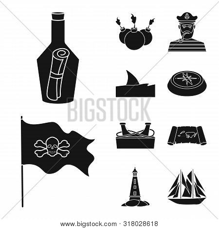 Vector Design Of Journey And Seafaring Sign. Set Of Journey And Adventure Stock Vector Illustration.