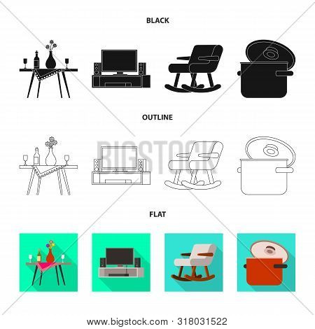 Vector Design Of Comfort And Equipment Logo. Set Of Comfort And Furniture Stock Vector Illustration.