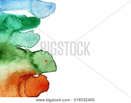 Hand Drawn Abstract Watercolor Background. Colorful Horizontal Backdrop.