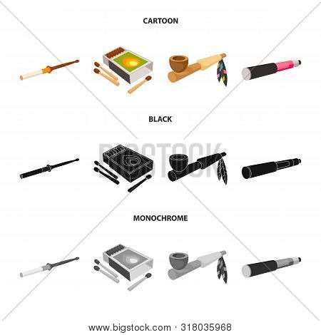 Vector Illustration Of Accessories And Harm Symbol. Set Of Accessories And Euphoria Stock Symbol For