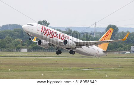 Airplane Takes Off From Dusseldorf Airport