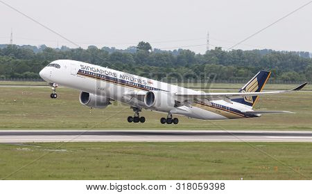 Airplane Takes Off From Dusseldorf Airport