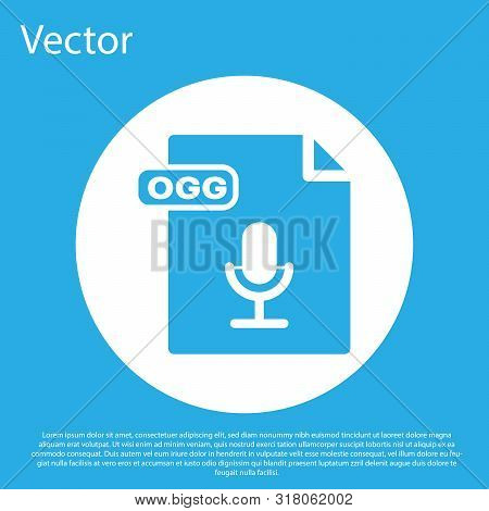 Blue Ogg File Document. Download Ogg Button Icon Isolated On Blue Background. Ogg File Symbol. White