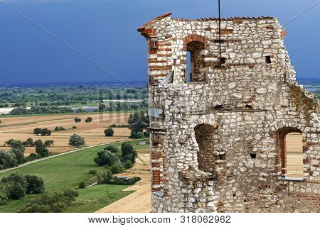 Janowiec - Poland July 11 2019: Ruins Of 16th Century Kazimierz Dolny Castle Defensive Fortification