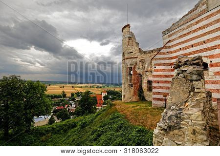 Janowiec - Poland July 11 2019: Ruins Of 16th Century Kazimierz Dolny Castle Defensive Fortification