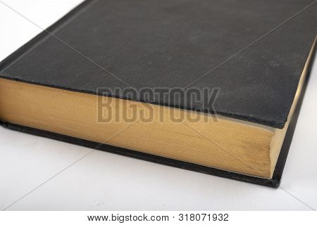 Old Black Book Top View Stock Photo , Book Mock Up Concept