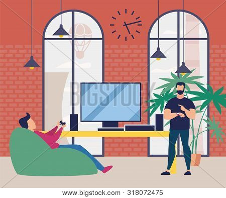 Advertising Poster  Break For Relaxing At Work. Many Projects That Require Tireless Attention. Man S