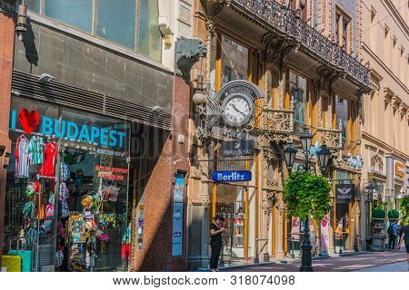 Famous Vaci Street, The Main Shopping Street In Budapest