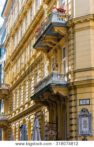 Budapest, Hungary - Jul 30, 2019: Famous Vaci Street, The Main Shopping Street In Budapest, Hungary