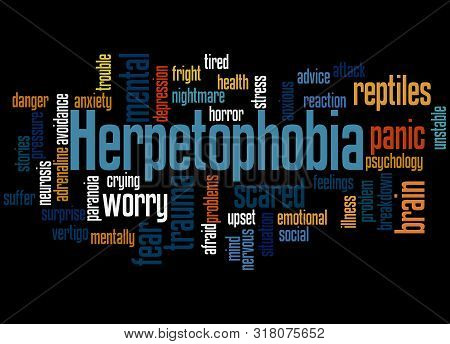 Herpetophobia Fear Of Reptiles Word Cloud Concept 3