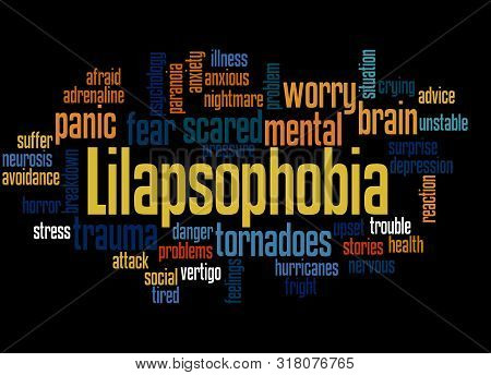Lilapsophobia Fear Of Tornadoes And Hurricanes Word Cloud Concept  3