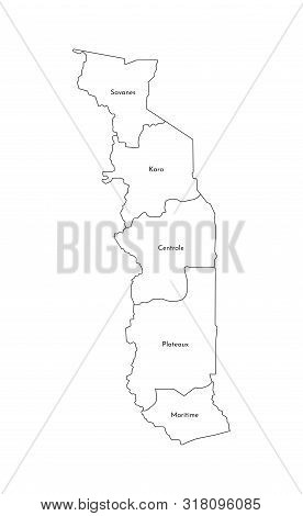 Vector Isolated Illustration Of Simplified Administrative Map Of Togo. Borders And Names Of The Regi