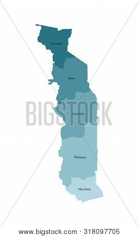 Vector Isolated Illustration Of Simplified Administrative Map Of Togo. Borders And Names Of The Regi
