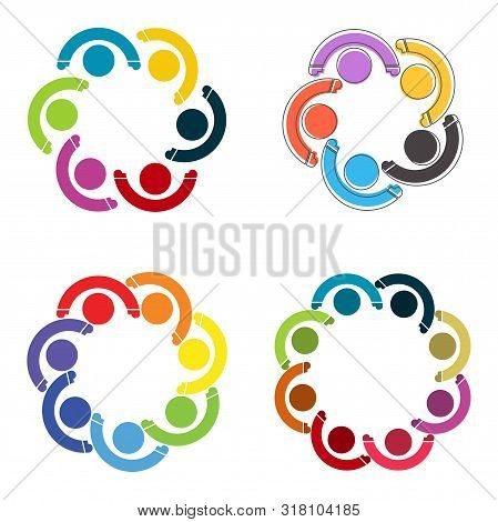 People Logo.group Teamwork Symbol Persons.holding Hands On White Bachground