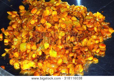 Red Lentils Indian Curry Dal In Black