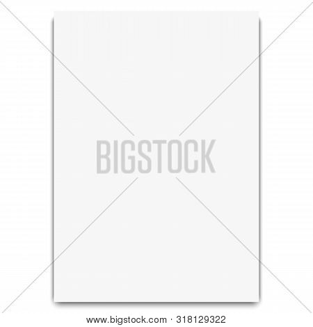 Notebook White Sheet. Pattern White Realistic Blank Paper Page With Shadow Isolated On White Backgro