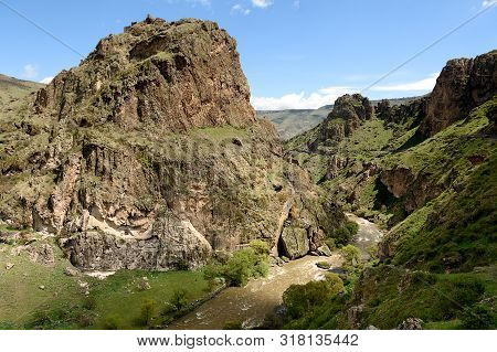 Mountains And Kura Mktvari River Valley. Samtskhe-javakheti Region, Southern Georgia