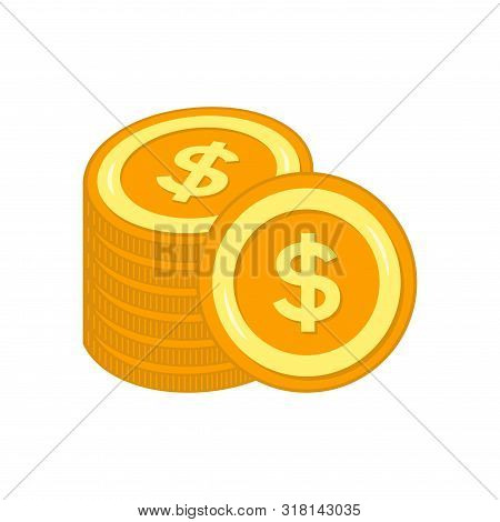 Dollar Coins Vector Icon, Money Dollar Coins Sign - Dollar Bill Symbol