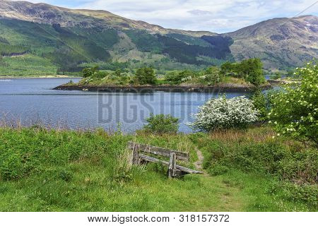 Eilean Munde Or The Burial Island Is A Small Island In Loch Leven In Summer , Glencoe , Scotland