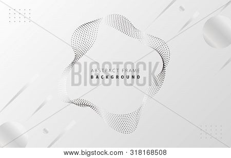 Futuristic Metal Silver Gradient Dot Wave Frame Vector White Memphis Background, Dotted Grey Rotate