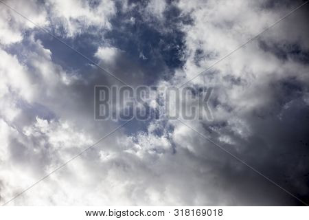 Background Texture Purpose Shot Of Clouds In The Sky Of Rain Or Nimbus Clouds.
