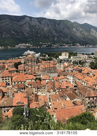 View Of The Cruise Ship At The Pier In The Bay Of Kotor, Montenegro