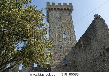 Medieval Castle Of Castelnuovo Magra, La Spezia, Liguria, Italy,  Historic Town In Lunigiana