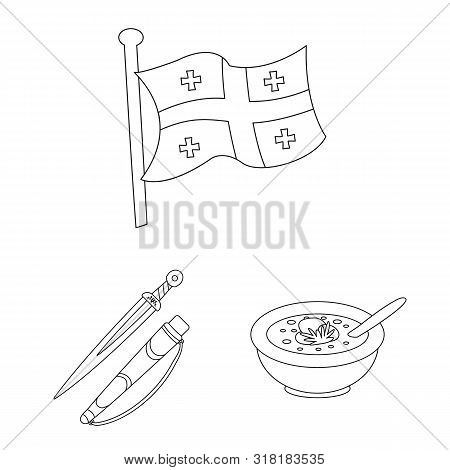 Vector Design Of Traditions And National Logo. Set Of Traditions And Sightseeing Vector Icon For Sto