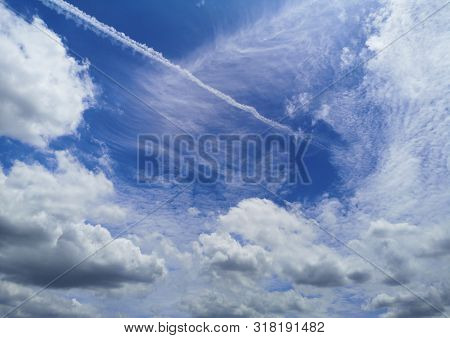 Stratocumulus White Clouds In The Blue Sky Natural Background Beautiful Nature