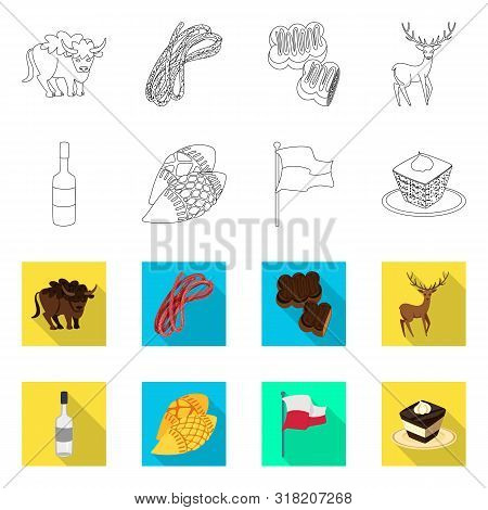 Vector Design Of Traditional And Tour Icon. Set Of Traditional And Landmarks Stock Symbol For Web.