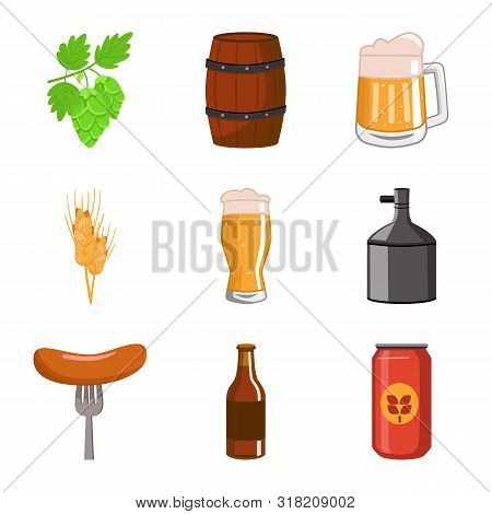 Vector Design Of Beer And Bar Sign. Collection Of Beer And Pub Stock Symbol For Web.