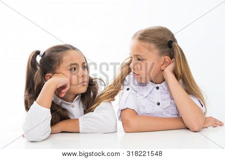 Being Involved In The True Friendship. Small School Friends Enjoying Bonds Of Friendship. Friendship