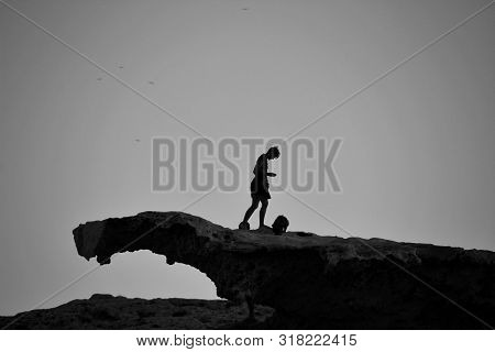 Cabo De Gata, Almeria, Spain- September 23, 2018:people Taking Pictures Over Fossilized Dune At Suns
