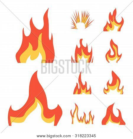 Isolated Object Of Fire And Red Icon. Collection Of Fire And Campfire Stock Vector Illustration.