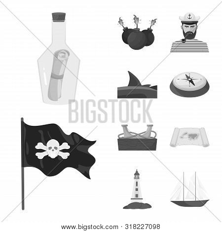 Vector Illustration Of Vintage And Nautical Icon. Collection Of Vintage And Attributes Stock Vector 